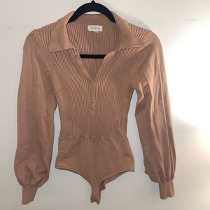 Long Sleeve Collared Ribbed Body Suit